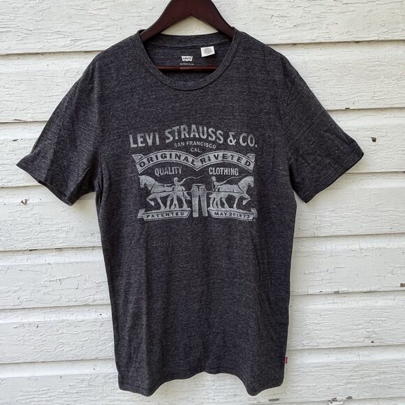 LEVI’S Men’s Single Stitch Retro Logo Tee, Heather Gray- Size Small - Picture 1 of 6